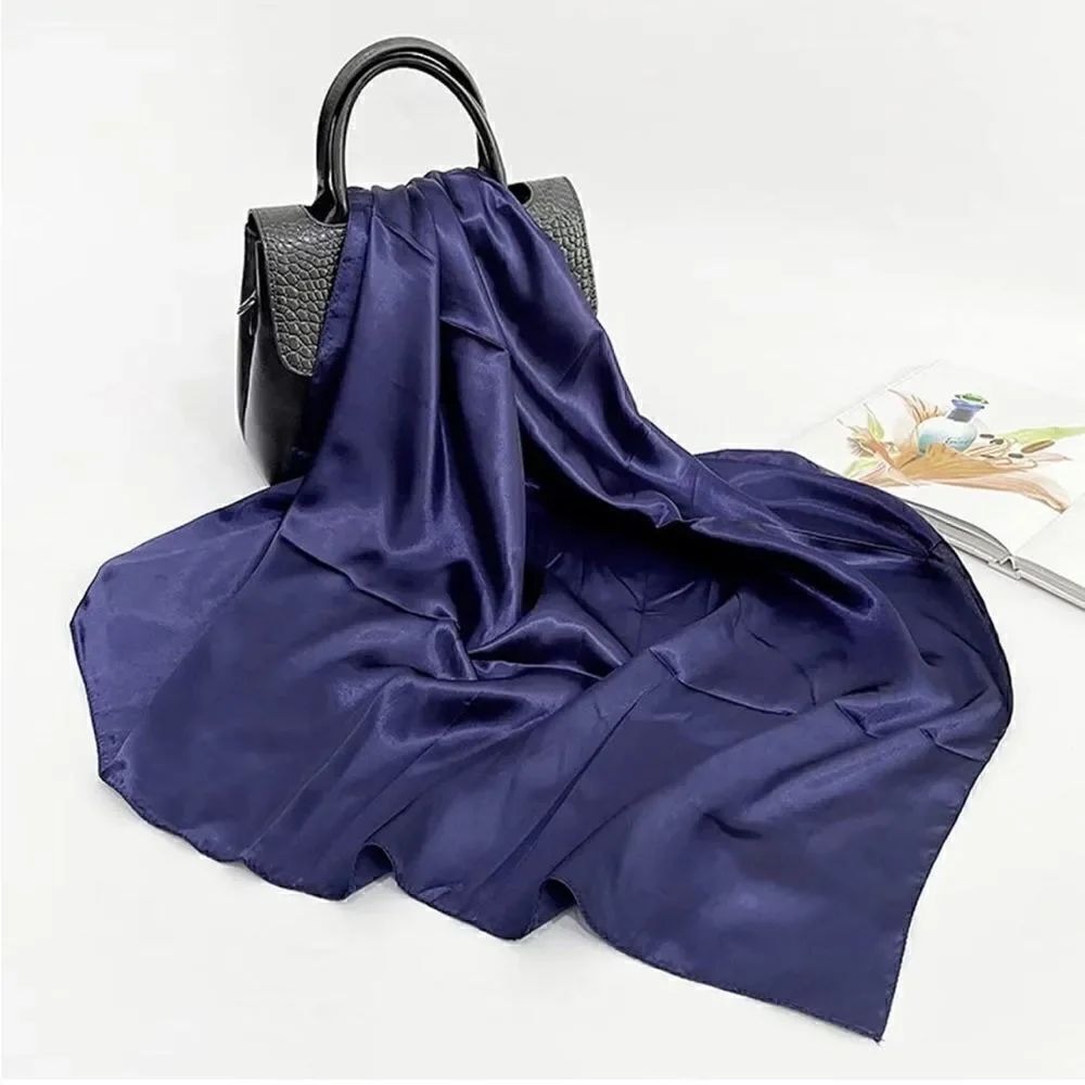 Navy blue Silky Scarf 